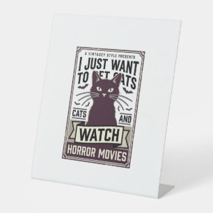 Haust Katzen schauen sich Horrorfilme an Vintage K Sockelschild