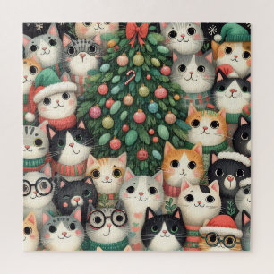 Haust Katzen und Weihnachtsbaum Puzzle