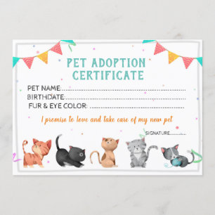 Haustier Adoption Certificate Vorlage