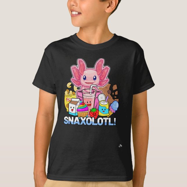 Haustier Axolotl - Snaxolotl - Niedliche Snacks, F T-Shirt (Vorderseite)