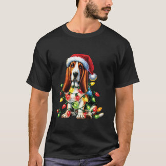 Haustier Basset Hund Hund Lover Weihnachtsmannmütz T-Shirt