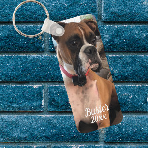 Haustier Boxer Foto Weiße Typografie Personalisi Schlüsselanhänger