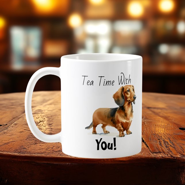 Haustier Dachshund Browns 'Teezeit' Personalisiere Kaffeetasse (Von Creator hochgeladen)