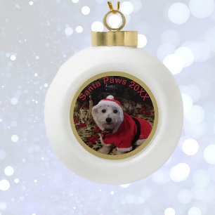 Haustier-Dekoration! Santa Paws Spaß! Keramik Ball Kugel-Ornament
