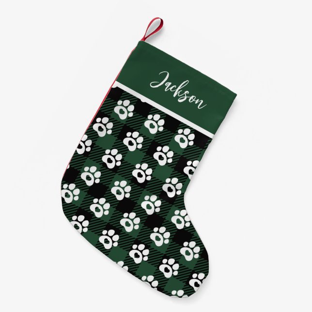 Haustier Dog Gingham Weihnachts-Strumpf Kleiner Weihnachtsstrumpf (Vorderansicht (hängend))