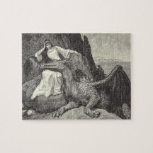 Haustier-Drache und Mädchen