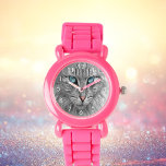 Haustier-Foto Armbanduhr<br><div class="desc">Personalisieren Sie Ihr Foto von der schönen Katze, dem Hund oder dem Haustier. Nah-up einer zerschnittenen Katze in grau-weiß Mit blauen Augen, die dich anschauen. Weiße Zahlen.</div>