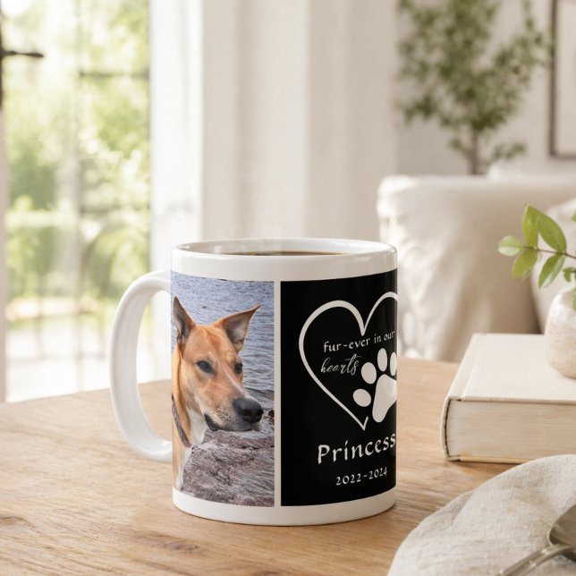 Haustier-Foto-Erinnerungsherz Schwarz Weiß Kaffeetasse (Von Creator hochgeladen)