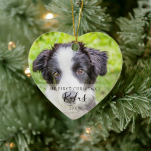 Haustier-Foto Erstes Weihnachten Schneeflocken Keramik Ornament