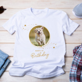 Haustier Foto Gold Stars Hund Geburtstag Personali T-Shirt
