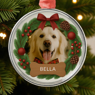 Haustier Foto Name Feiertag Weihnachtsbrand Ornament Aus Metall