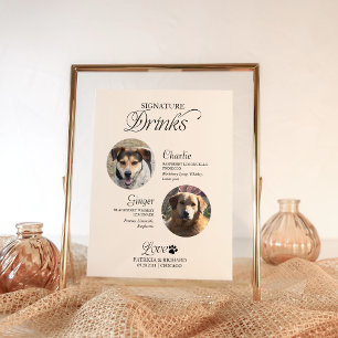 Haustier Foto Signature-Drinks Hochzeitsschild Poster