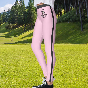 Haustier-Foto-Text Blush Rosa Schwarz Streifen Ind Leggings