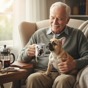 Haustier Französische Bulldogge Wasserfarbe Person Kaffeetasse