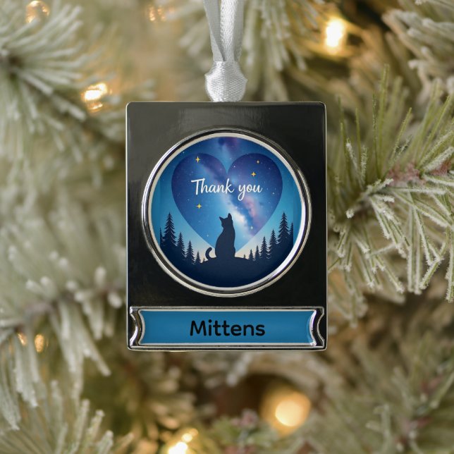 Haustier-Gedenkstätte Banner-Ornament Silber (Baum)