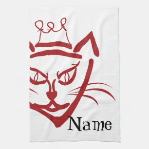 Haustier-Handtuch Katze König, Name hier Vorlage Geschirrtuch