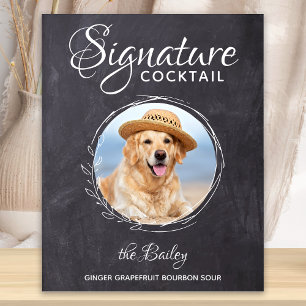 Haustier-Hochzeitsfoto Hund Bar Signature-Cocktail Poster