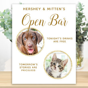 Haustier Hochzeitshund Offenes Bar Elegantes Gold Poster