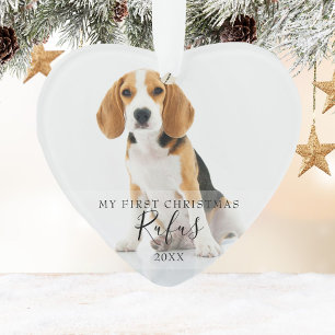 Haustier Hund erste Weihnachtsfotos Script Ornament