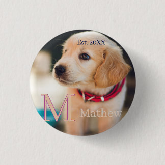 Haustier-Hund-Foto-est-Jahr-Name-Monogramm-Katze-E Button