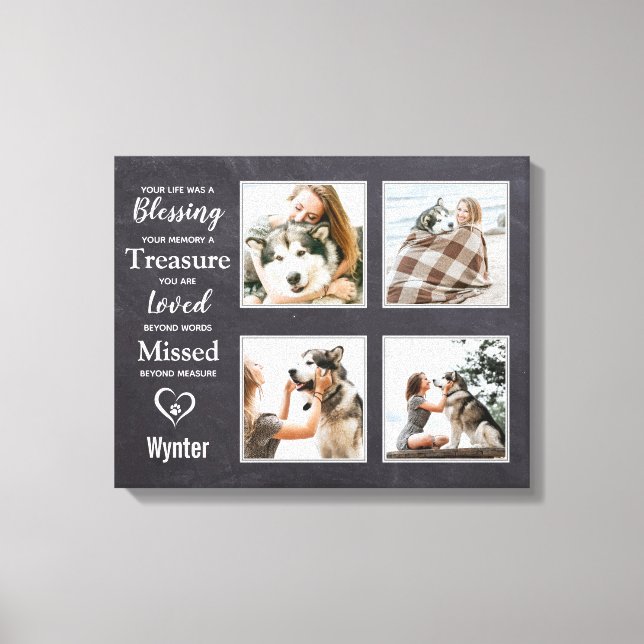 Haustier-Hund-Gedenkstätte Pet Loss Foto Collage Leinwanddruck (Vorderseite)