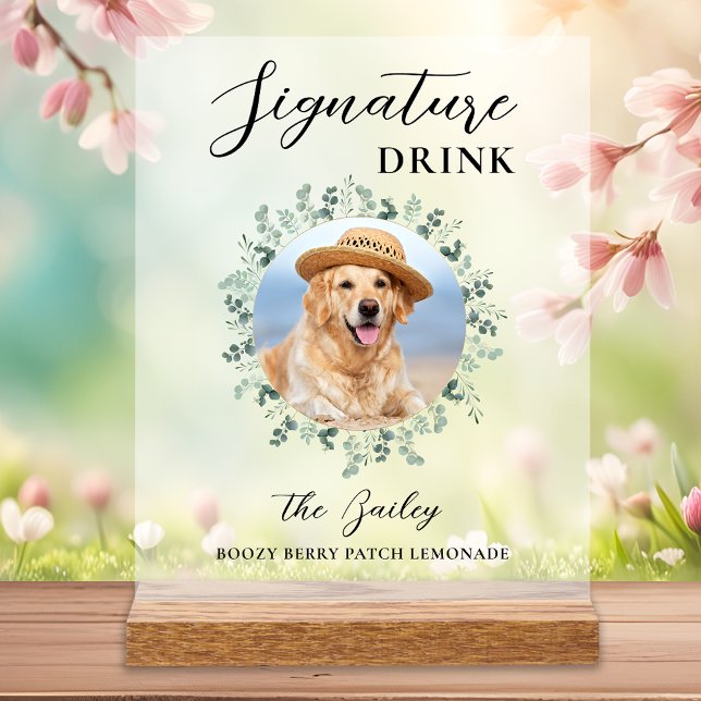 Haustier Hund Hochzeit Custom Foto Signature Drink Acrylschild (Von Creator hochgeladen)