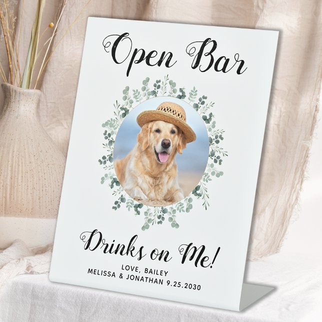 Haustier Hund Hochzeit Open Bar Custom Foto Drinks Sockelschild (Von Creator hochgeladen)