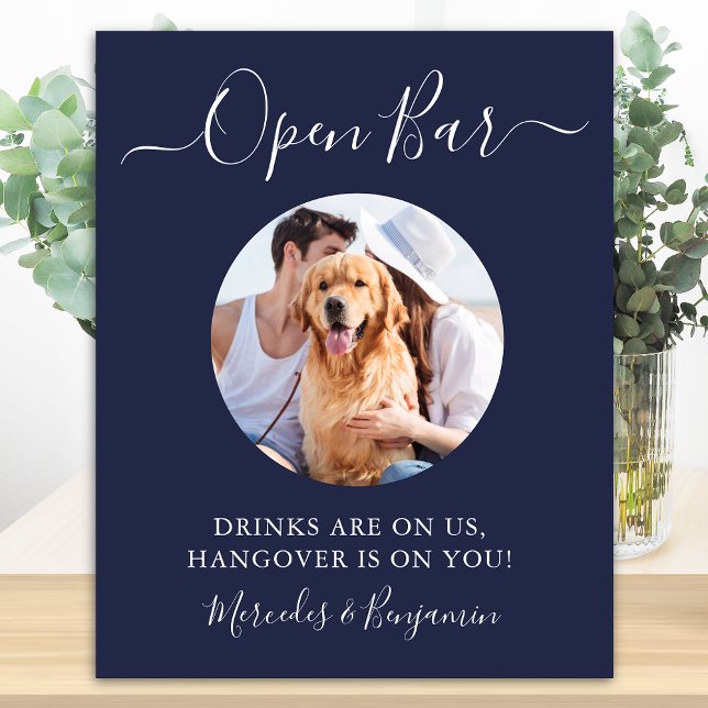 Haustier Hund Hochzeit Open Bar Navy Blue Custom F Poster (Von Creator hochgeladen)