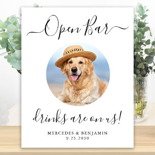 Haustier Hund Hochzeit Open Bar Personalisiert Dri Poster