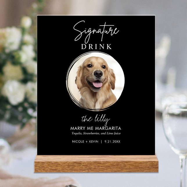 Haustier Hund Hochzeit Unterschrift Drinks Cocktai Acrylschild (Von Creator hochgeladen)