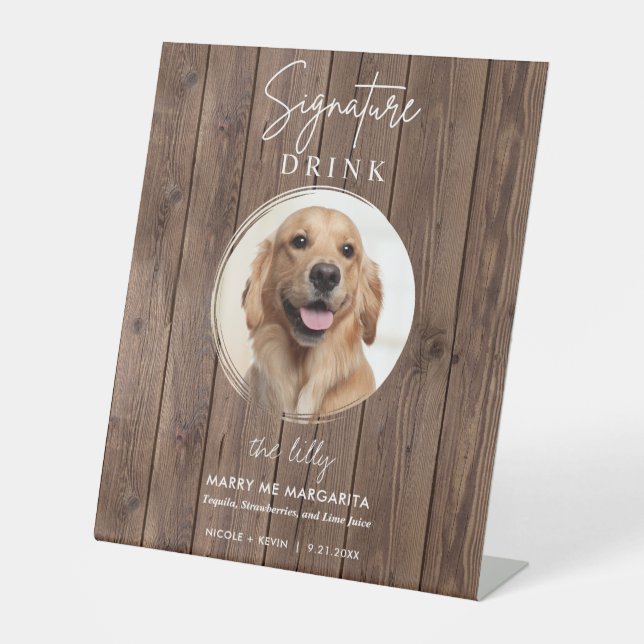 Haustier Hund Hochzeit Unterschrift Drinks Cocktai Sockelschild (Vorderseite)