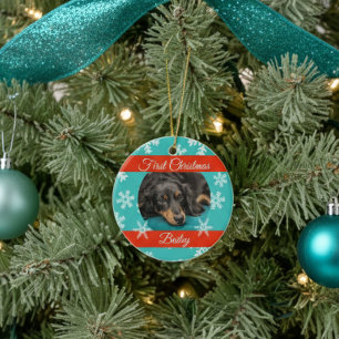 Haustier Hund Katze Erstes Weihnachten Foto Vorlag Keramik Ornament
