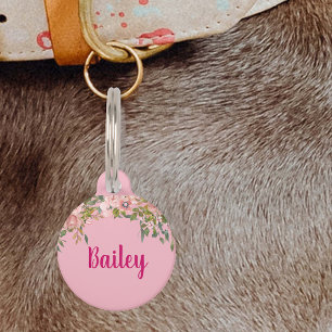 Haustier Hund Katze individuelles Etikett Rosa Blu Haustiermarke