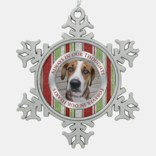 Haustier Hund Memorial Foto Weihnachts Candy Cane Schneeflocken Zinn-Ornament