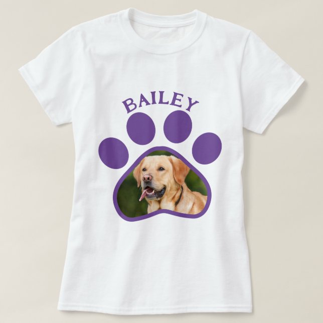 Haustier Hund oder Katze Foto Lila Paw drucken T-Shirt (Design vorne)