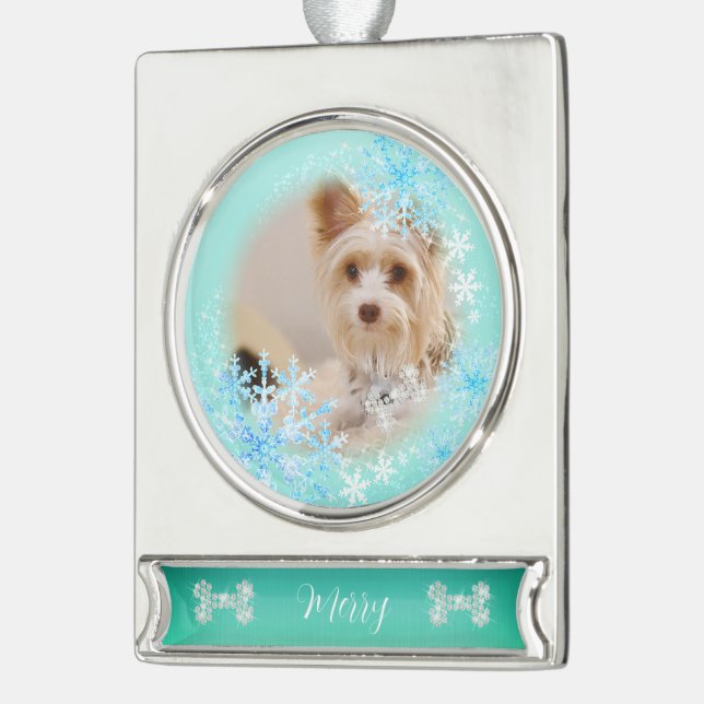 Haustier Hund Weihnachten Blauer Ornament (Links)