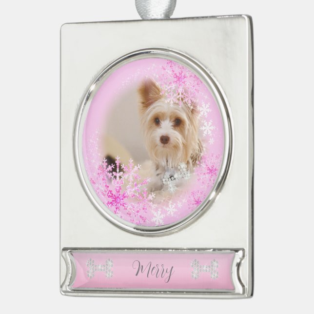 Haustier Hund Weihnachten Rosa Ornament (Links)