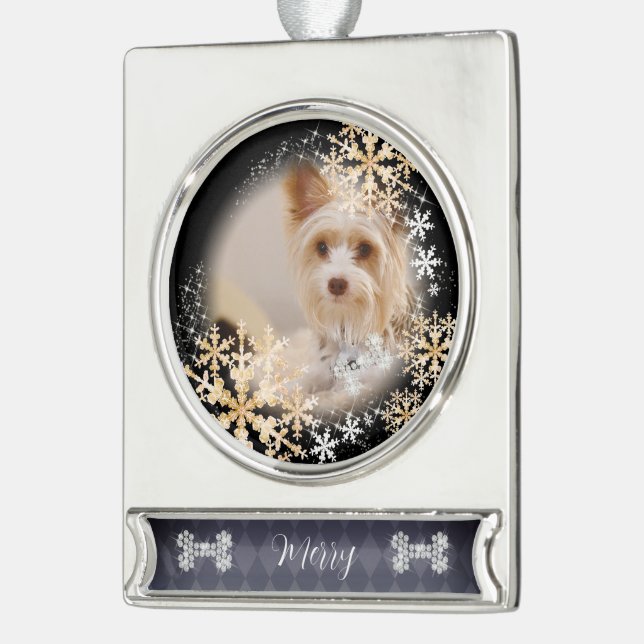 Haustier Hund Weihnachten Schwarzes Gold Ornament (Links)