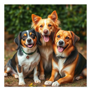 Haustier-Hunde-Familie, glückliches Hunde-Trio-Wur Fotodruck