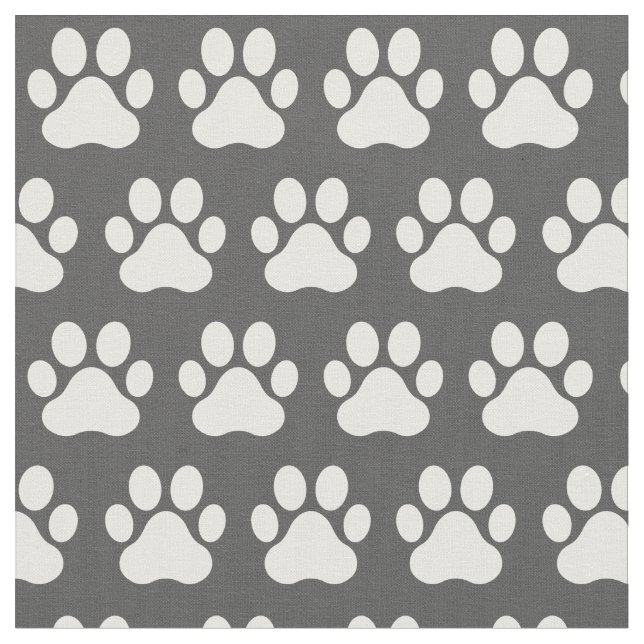 Haustier Katze Paw Prints Grau Weiß Stoff (Nahaufnahme)