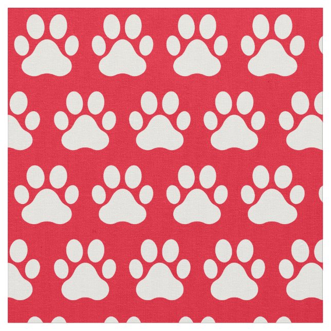 Haustier Katze Paw Prints Red White Stoff (Nahaufnahme)