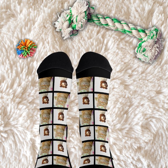 Haustier-Lover-Hunde Katze 2 Fotos Collage Custom  Socken (Von Creator hochgeladen)