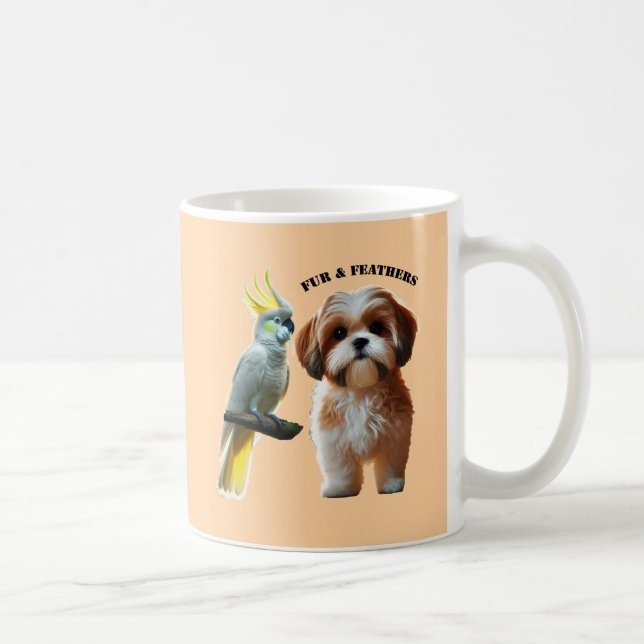 Haustier Lover von Shih Tzu Dog und Cockatoo Bird  Kaffeetasse (Rechts)