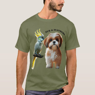 Haustier Lover von Shih Tzu Dog und Cockatoo Bird T-Shirt