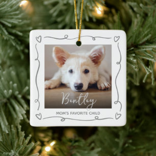 Haustier-Mama 2 Foto Grau Doodles Herzen Lieblings Keramikornament