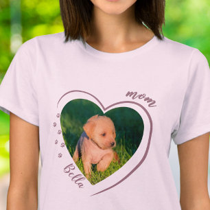 Haustier-Mama-Herz-Foto-Pfotenabdrücke T-Shirt