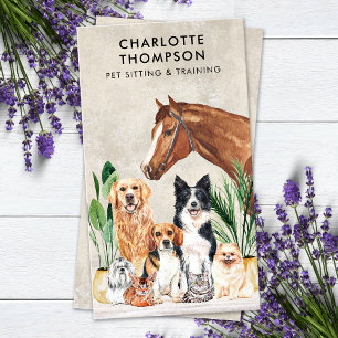 Haustier Pflegehund Katze Pferde Tiere Boho Wasser Visitenkarte