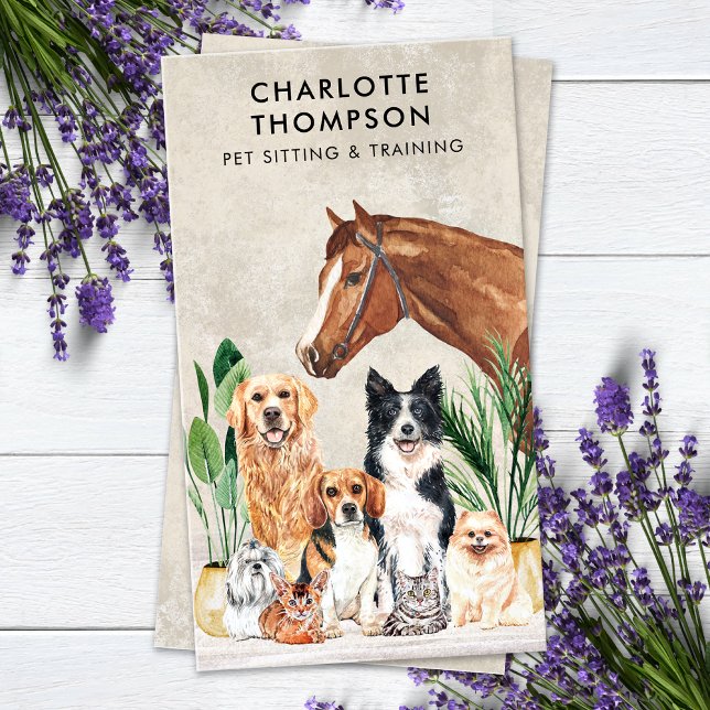 Haustier Pflegehund Katze Pferde Tiere Boho Wasser Visitenkarte (Von Creator hochgeladen)