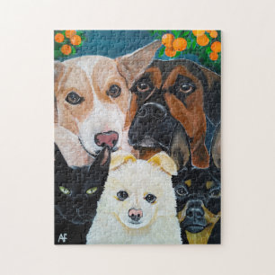 Haustier-Selfie-Malerei von Alfred Fox Puzzle