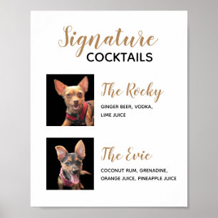 Haustier-Signatur-Drinks Hochzeits-Cocktail-Menü-P Poster